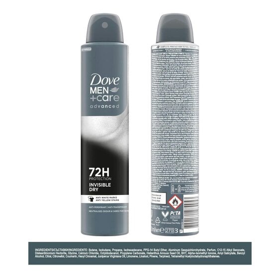 Dove Men+Care Anti-Perspirant Advanced Invisible Dry 72H Protect Deo, 30x200ml