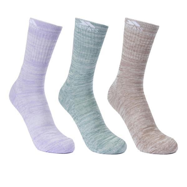 Trespass Womens/Ladies Helvellyn Trekking Socks (Pack Of 3) - Spruce Green/Oatmeal/Gelsomino Melange - 