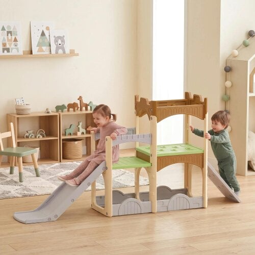 AIYAPLAY 5 in 1 Kids Indoor Playset with Climbing Wall for 3-6 Years
