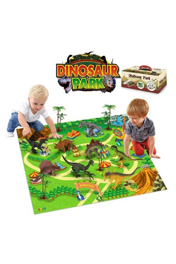 Dyzi Dinosaur Playset With Activity Playmat And 9 Dinosaur Figures