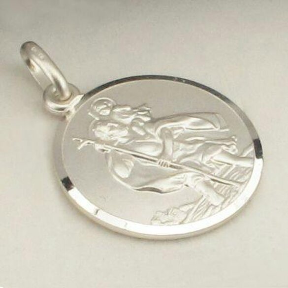 Christopher James of London Sterling Silver St Christopher Pendant Various Sizes With Optional Engraving & Chain
