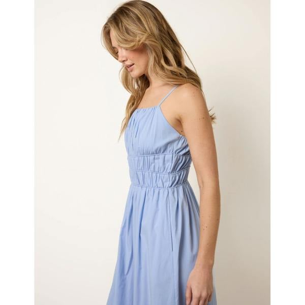 Blue Vanilla Ruched Binding Strappy Midi Dress