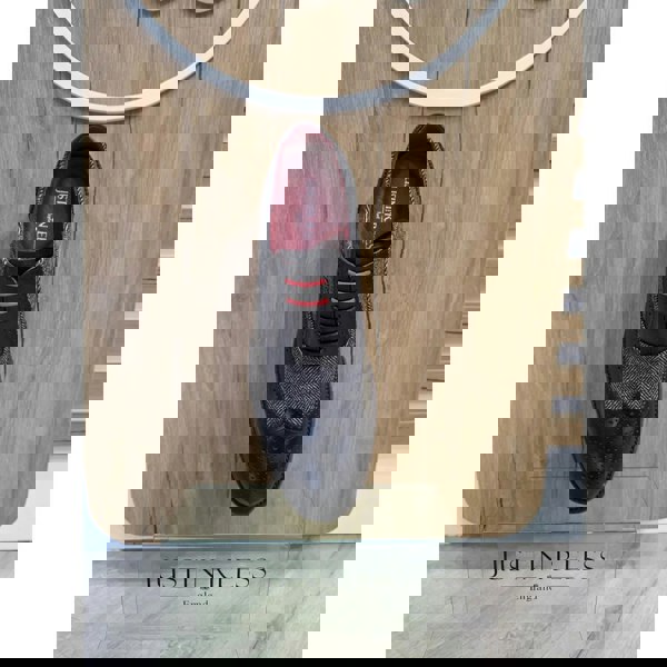 Justin Reess Albert - Men's Black Leather Tweed Detailing Brogue Shoes