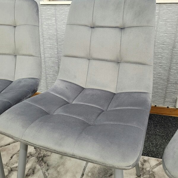Kosy Koala Dining Chairs Set of 4 Grey Velvet Kitchen Chairs