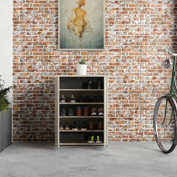 Furniture To Go Alice Springs Shoe Cabinet with 2 Doors Push-to-Open in Sand