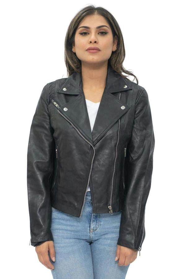 Infinity Leather Womens Leather Biker Jacket-Zanzibar