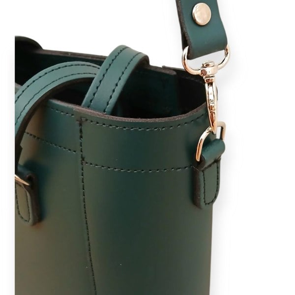 Zatchels Leather Mini Twist Lock Shopper Bag - Pine