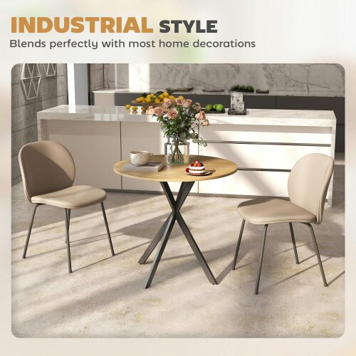 Wyld Haus Mihafi Metal And Wood White Oak Finish Industrial Round Dining Table 80cm