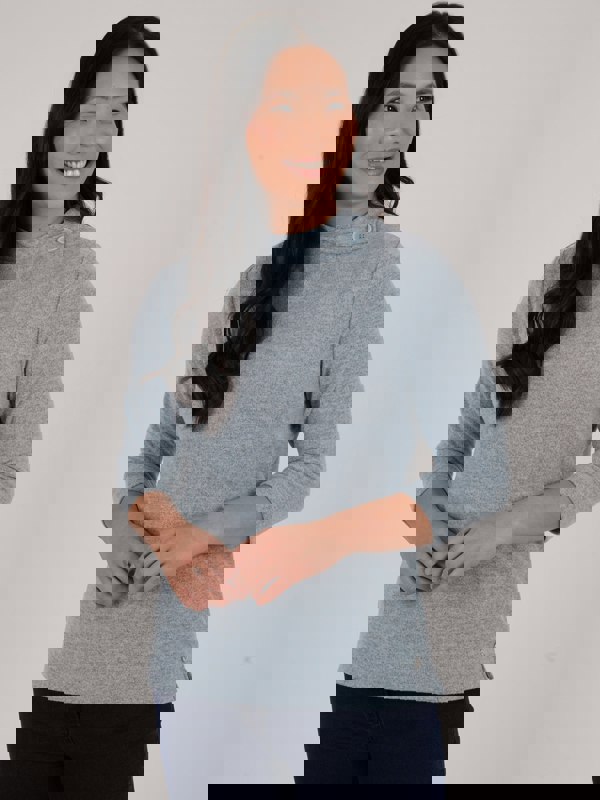 PennyPlain Split Turtle Neck Top - Glacier