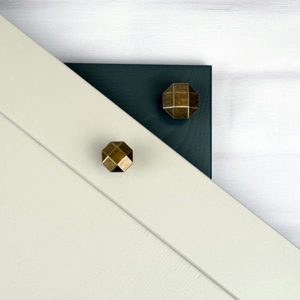 Octagonal shaped antique brass knobs