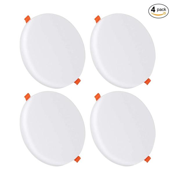 ENER-J Pack of 4 12W Frameless Recessed-Surface Super LED Panel Downlights, 105mm, Round, 2 Years Warranty - 6000K