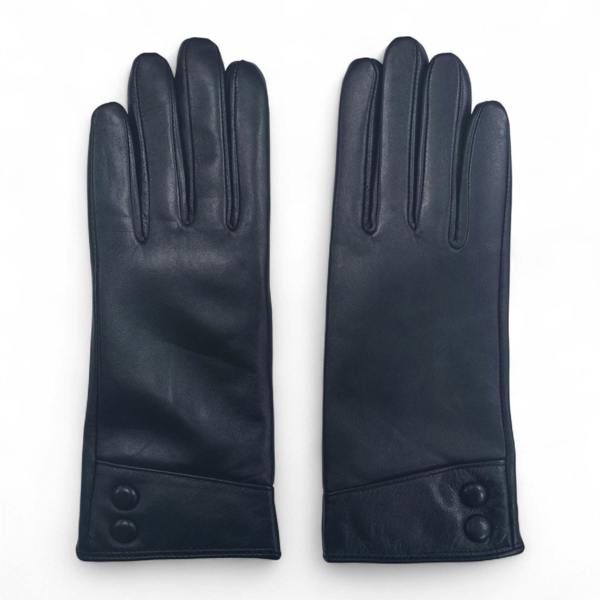 Infinity Leather Womens Italian Leather Winter Button Design Soft Wool Lining Gloves - L-GLV-501