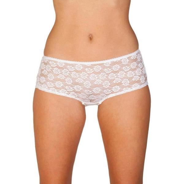 Womens Three Pack White Floral Lace Boxer Shorts
