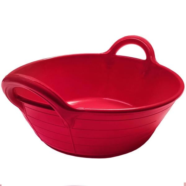 KetoBarrow Skip feed bucket feeder in red integrated handles flexible rubber pet animal horse