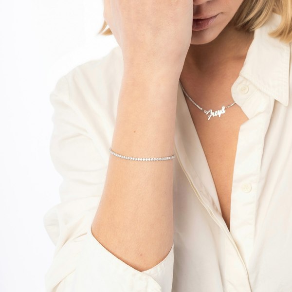 Spero London Flat Back Sterling Silver Fine Tennis Bracelet
