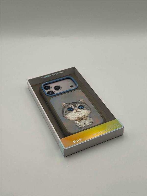 Nimmy Friends Nimmy Big Eye Cute Pet Silver Shaded Cat Case with MagSafe for iPhone Pro 6.3" Grey Blue - N-XDY-IP17-PRO-023