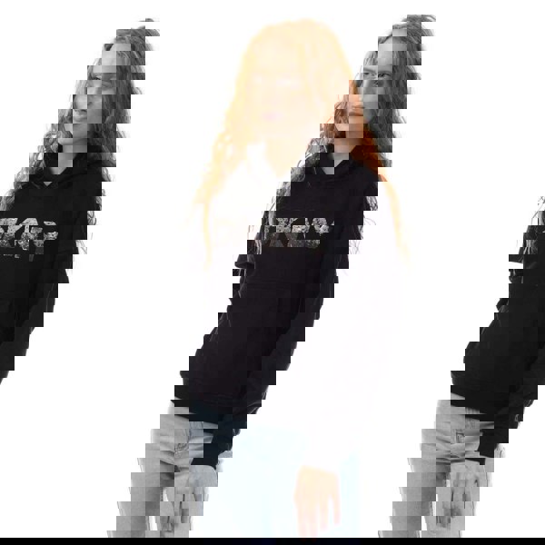 DKNY Women's Logo Sequin Hoodie - Black/Grey