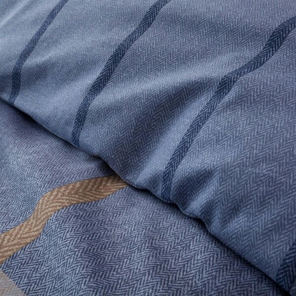 HomeSpace Direct Brushed Melrose Tweed Check Blue Duvet Cover Set