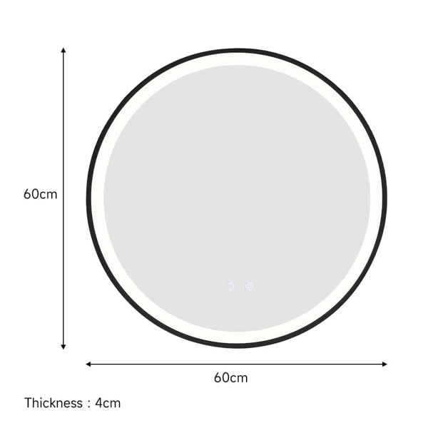 Round Metal Framed LED Wall Mirror Bathroom Mirrors Living and Home