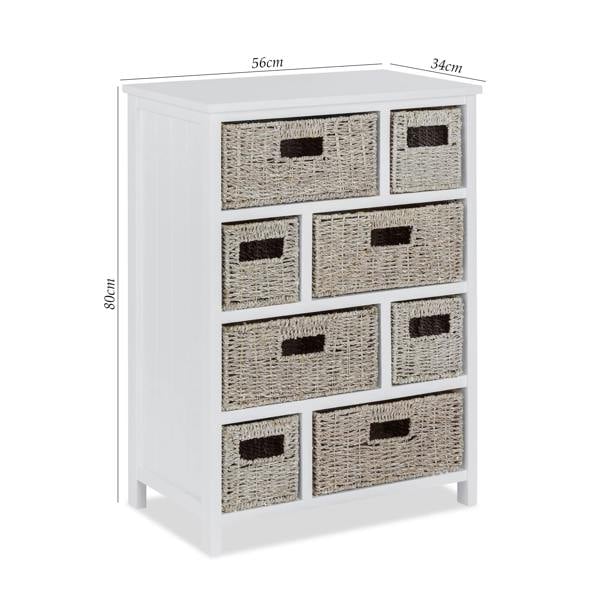 Statement Furniture Tetbury 8 Drawer Storage Unit with Baskets Assembled