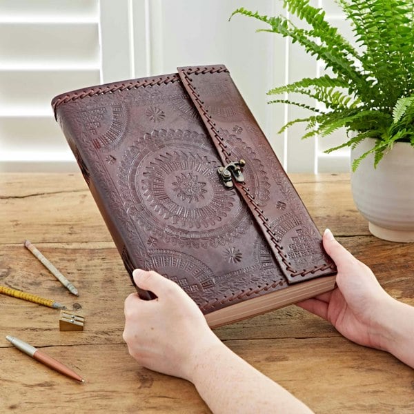 Paper High Indra A4 Embossed & Stitched Leather Journal