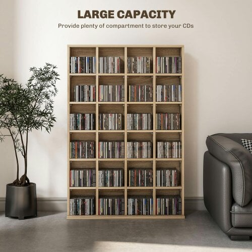 Wyld Haus Sifato Wood Natural Finish Adjustable CD Storage Cabinet 89 x 130.5 cm