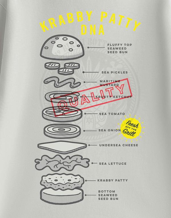 SpongeBob SquarePants Unisex Grey Krabby Patty Dna Short Sleeved T-Shirt