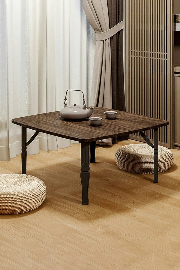 Living and Home 70cm Square Wooden Folding Coffee Table