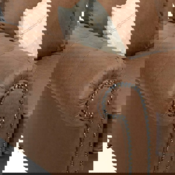 SQUAREBOXX Oakland Suede 4-5 Seater Corner Sofa in Tan Brown Fabric