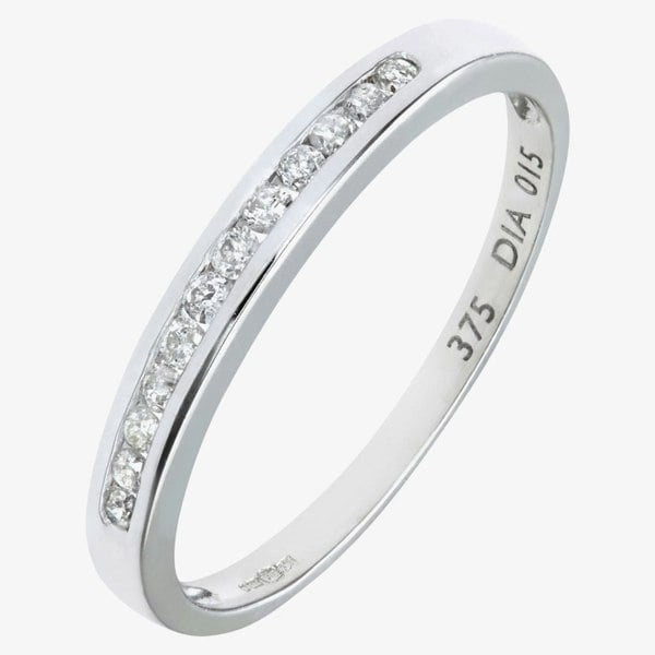 T. H. Baker 9ct White Gold 0.15ct Diamond Channel Set Half Eternity Ring PR04828W