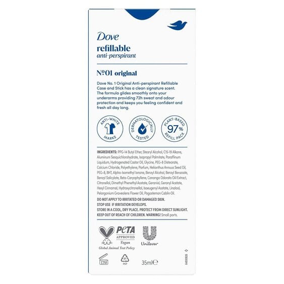 Dove Refillable Deodorant Kit + 35ml Refill - Original Anti-Perspirant 6 Pack