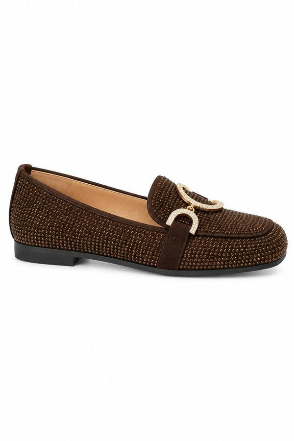 Love Lemonade Crystal Imperial Suede Loafers Brown