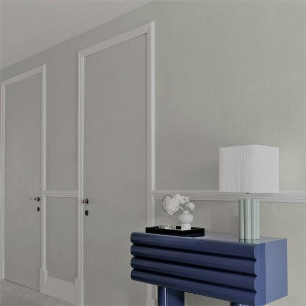 Grandeco Boutique Nursery Pure & Protect Cirrus Woven Linen Textured Antibacterial Wallpaper, Mid Grey