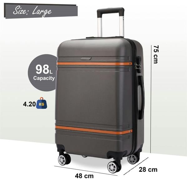 Infinity Luggage Hard Shell Modern Dual 4 Wheel Luggage Suitcase Set