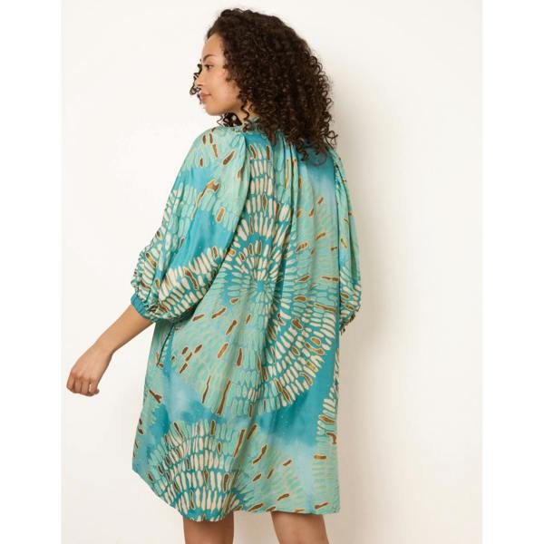 Blue Vanilla Diamante Tunic Dress With Puff Sleeve
