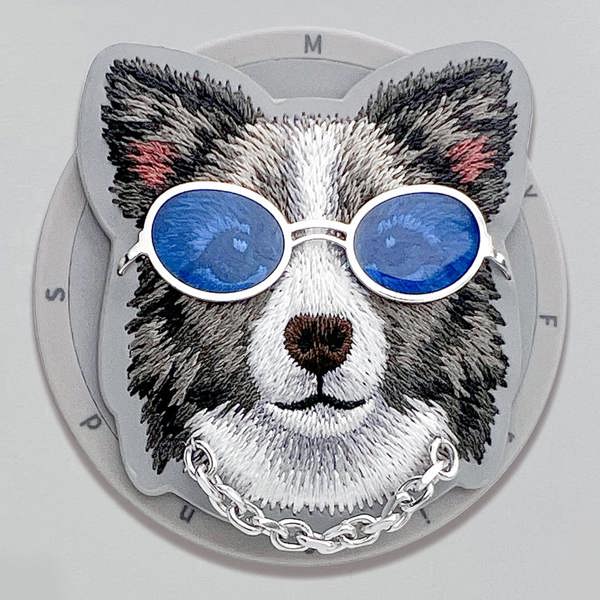 Nimmy Friends Nimmy Glasses Cool Dog Face Case with MagSafe Detachable Grip Stand for iPhone 17 Pro Max 6.9" Grey Blue - N-YJKM-CXZJ-IP17-PRO-MAX-028