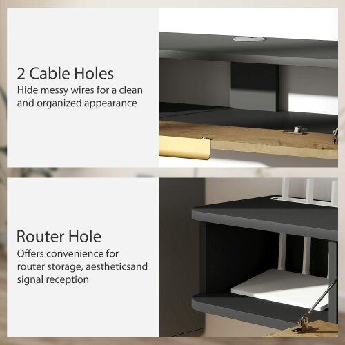 Wyld Haus Nova 120cm Wooden Charcoal Grey and Natural Floating TV Stand With Storage