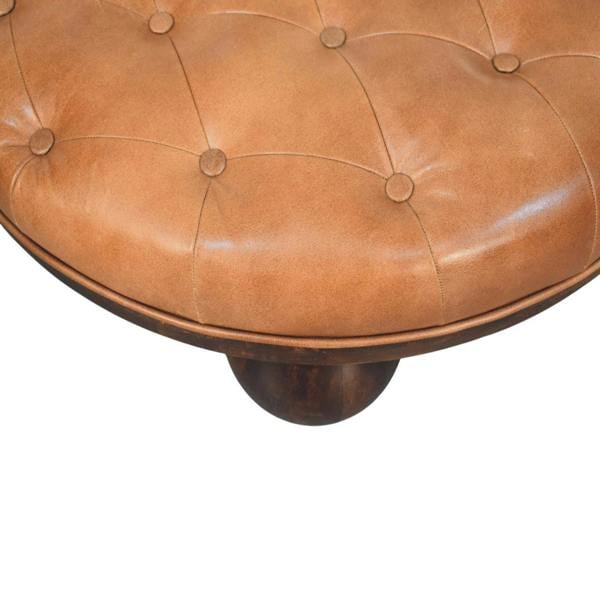 Artisan Furniture Solid mango wood Sfera Coffee Table,leather tufted top