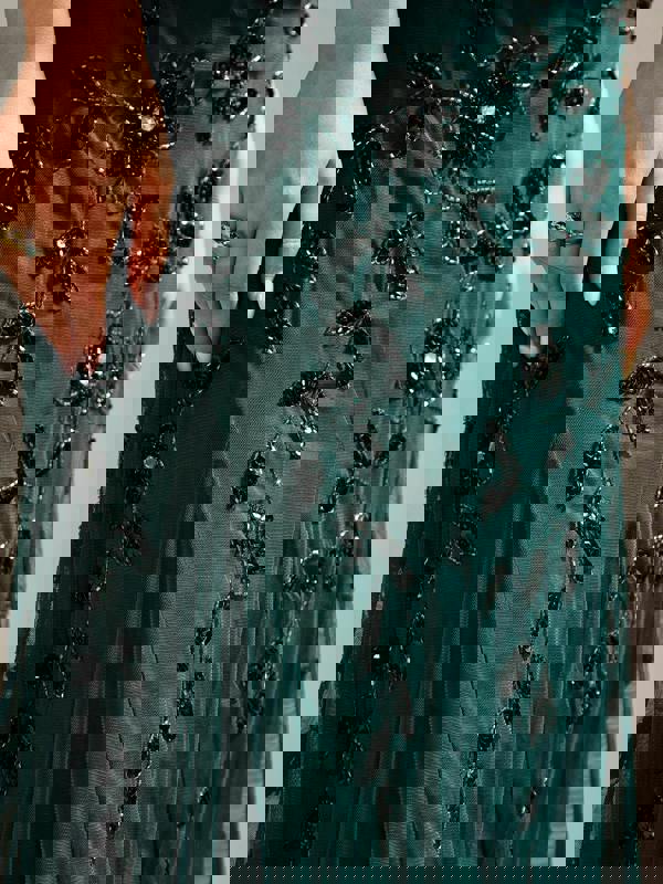 GWD Kelly Bottle Green Embellished Maxi Dress