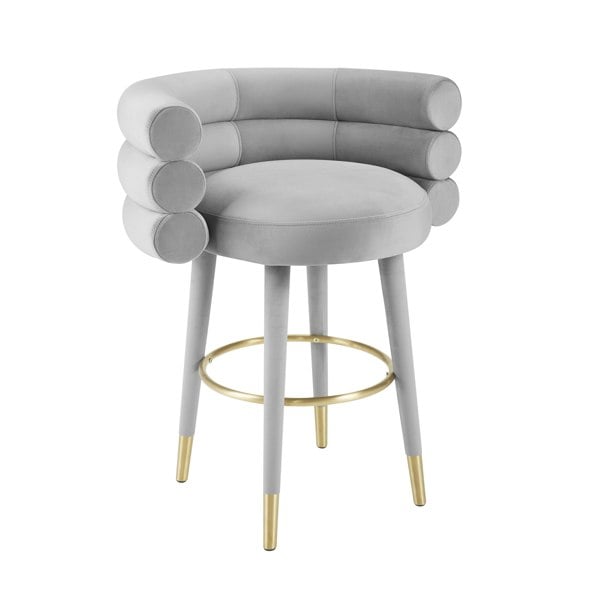 Furniture Edit Betty Grey Velvet Counter Bar Stool