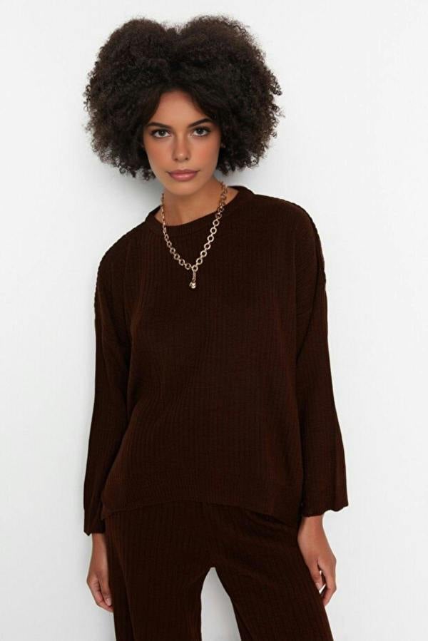 WOVCOR 2-Piece Loose Fit Basic Ribbed Knit Top & Pants Set