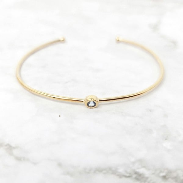 18ct Gold Vermeil Plated Blue Topaz Gem Bangle