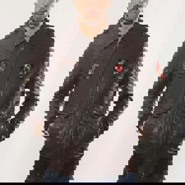 Leather Company Men's Leather Bomber Jacket Pilot Air Force Style