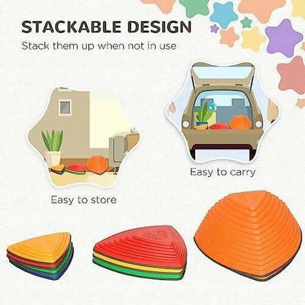 HYGRAD BUILT TO SURVIVE 11pcs Rubber Stepping Stone Game - Kids Activity Balance Stones Balance Beam Game For Children Indoor & Outdoor Kids Activity