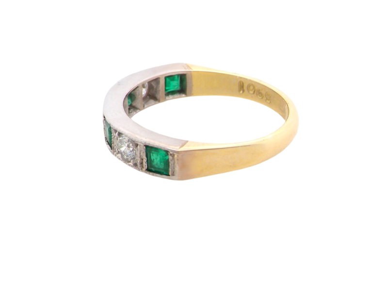 Vintage Tom Emerald & Diamond 18 Carat Gold Half Hoop Eternity Ring