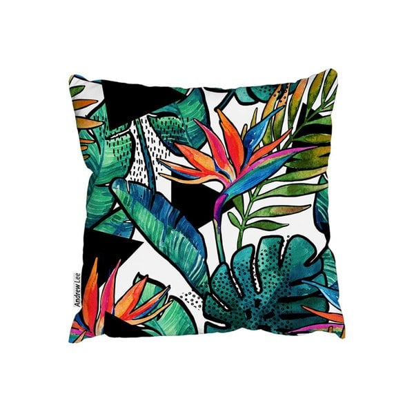 Benjamin Tate Design Tropical Leaves And Flowers With Contour (Outdoor Cushion)