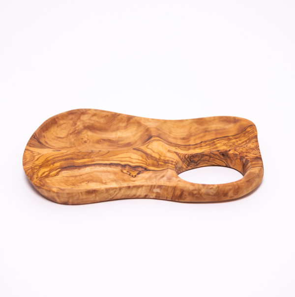 Verano Spanish Ceramics Olive Wood - Snack Dish 3 Sectioned Inverted Handle (Various Shapes)