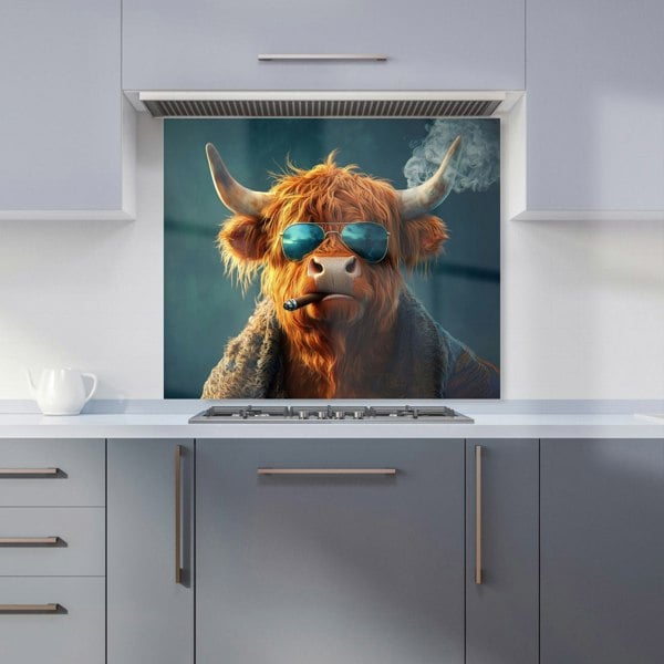 Warren Reed - Designer Highland Cow With Glasses Kitchen Splashback