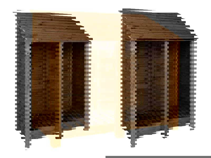 Arbor Garden Solutions Wooden Log Store W-146cm, H-126cm or 180cm, D-88cm - Brown Finish