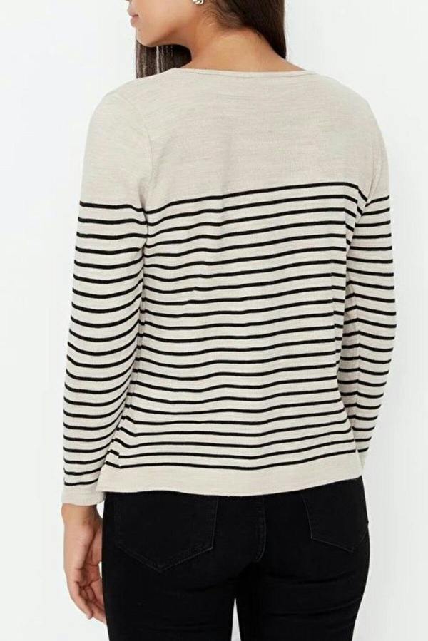 WOVCOR Basic Striped Knit Sweater